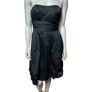 David's Bridal Size 2 Black Strapless Cocktail Dress NWT Pleated Cotton Formal